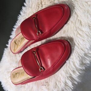 Sam Edelman Red Mules with Gold Accent